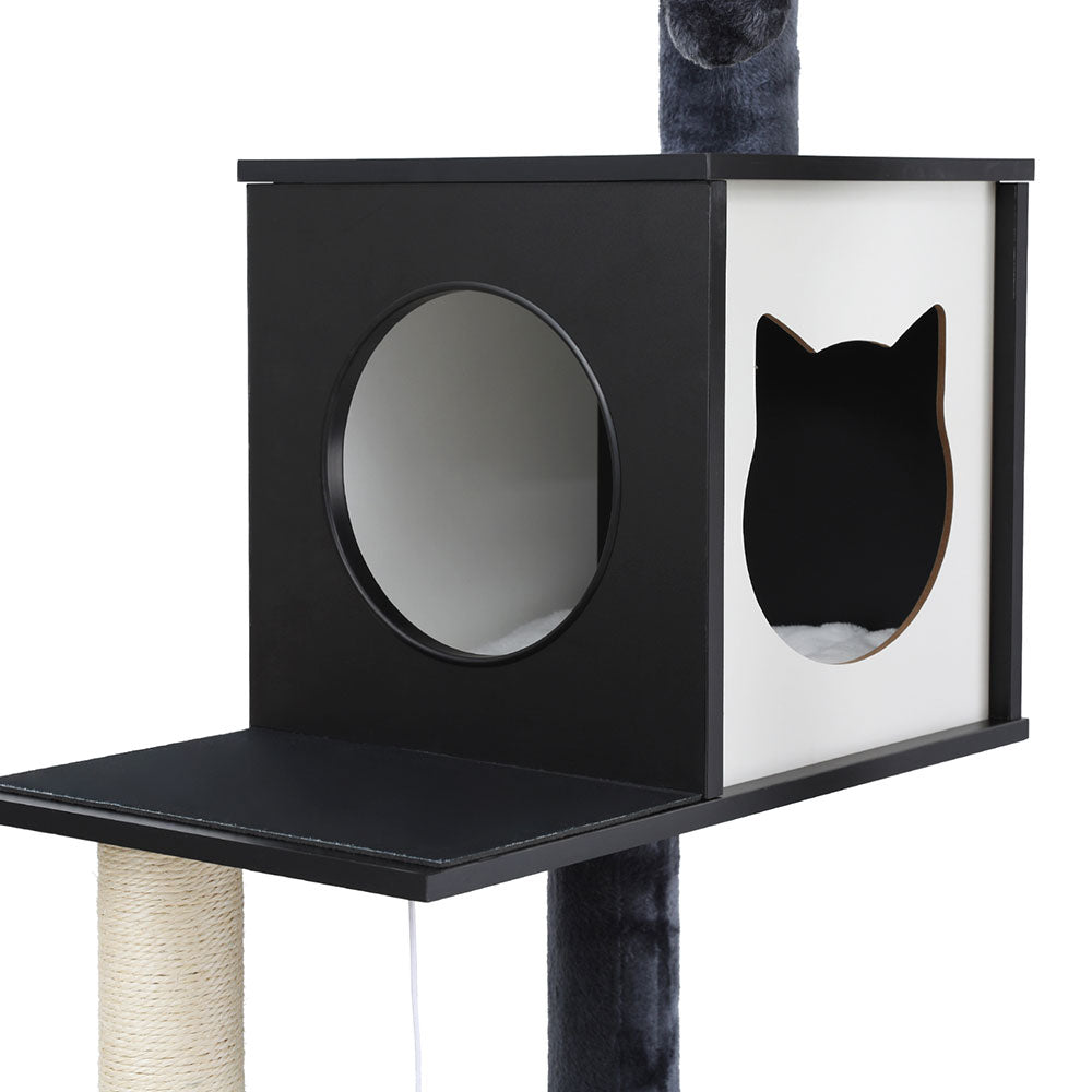i.Pet Cat Tree Tower Scratching Post Scratcher 144cm Wood Bed Condo House Cabinet - view 4