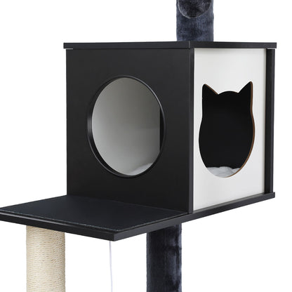 i.Pet Cat Tree Tower Scratching Post Scratcher 144cm Wood Bed Condo House Cabinet - view 4