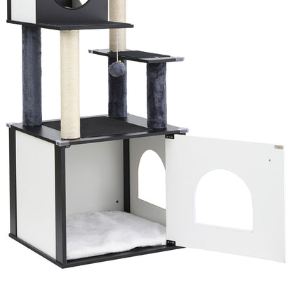 i.Pet Cat Tree Tower Scratching Post Scratcher 144cm Wood Bed Condo House Cabinet - view 6