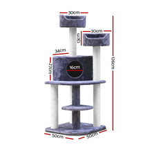 i.Pet Cat Tree 126cm Tower Scratching Post Scratcher Condo Trees House Grey - view 2