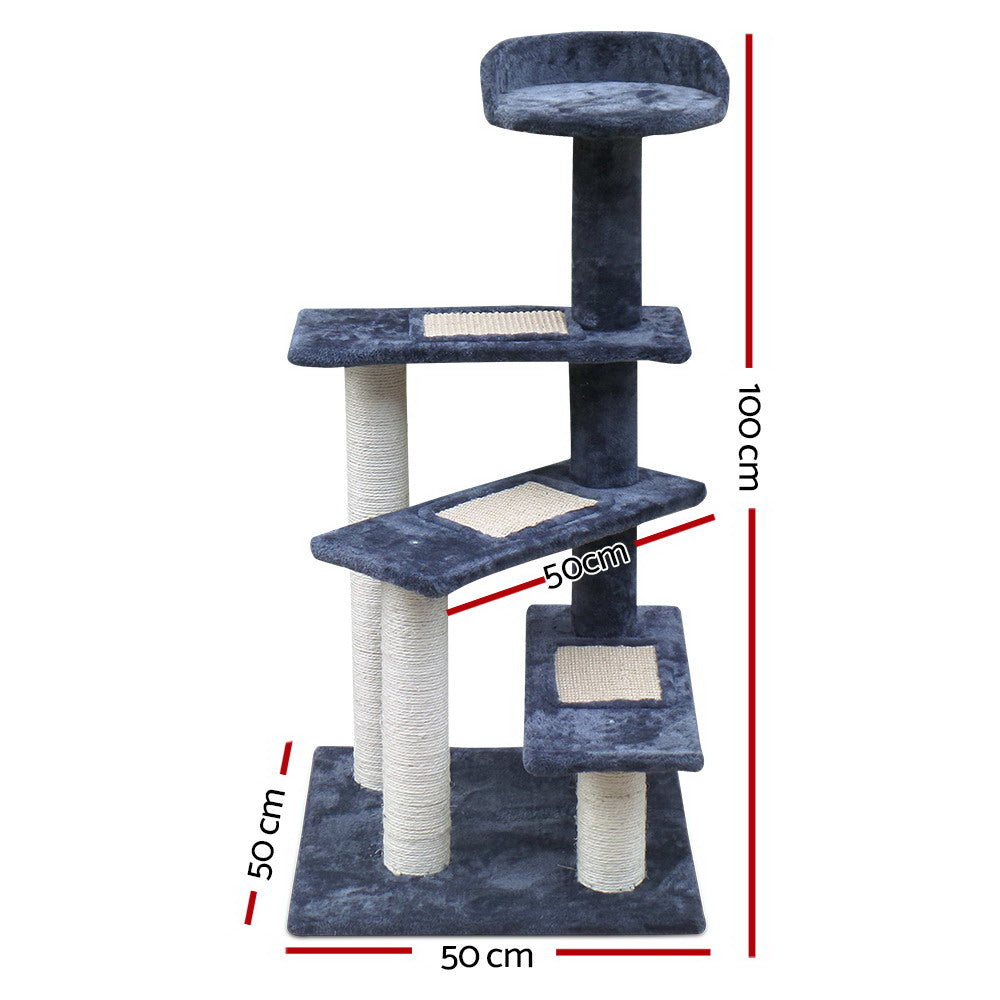 i.Pet Cat Tree 100cm Scratching Post Scratcher Tower Wood Condo House Trees Bed - view 2
