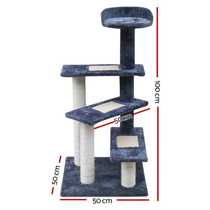 i.Pet Cat Tree 100cm Scratching Post Scratcher Tower Wood Condo House Trees Bed - view 2