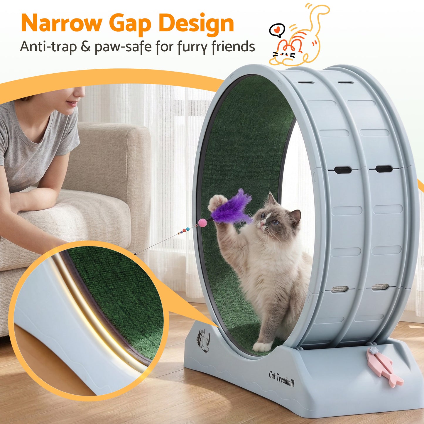 i.Pet Cat Exercise Wheel Treadmill Indoor 78cm Blue & Green - view 6