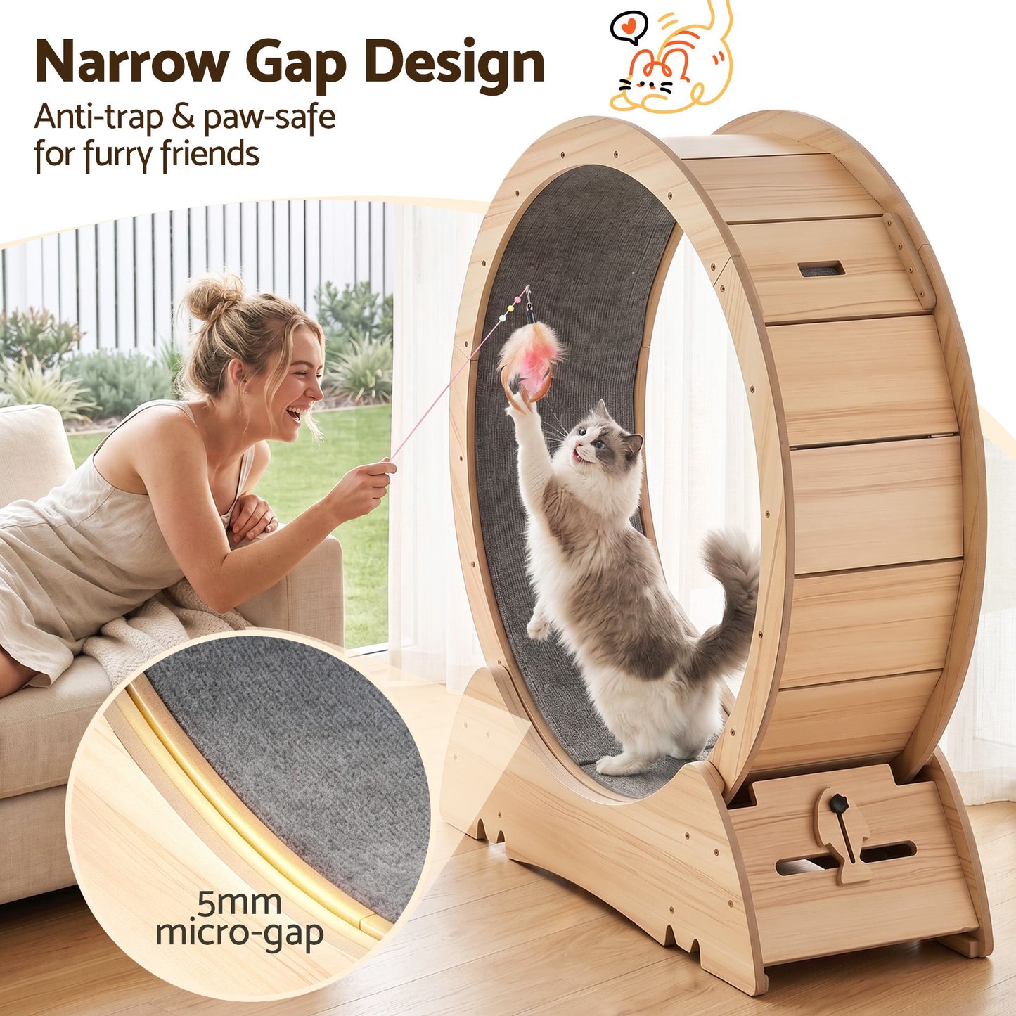 i.Pet Wooden Cat Exercise Wheel 91cm Indoor Cat Treadmill Large - view 7
