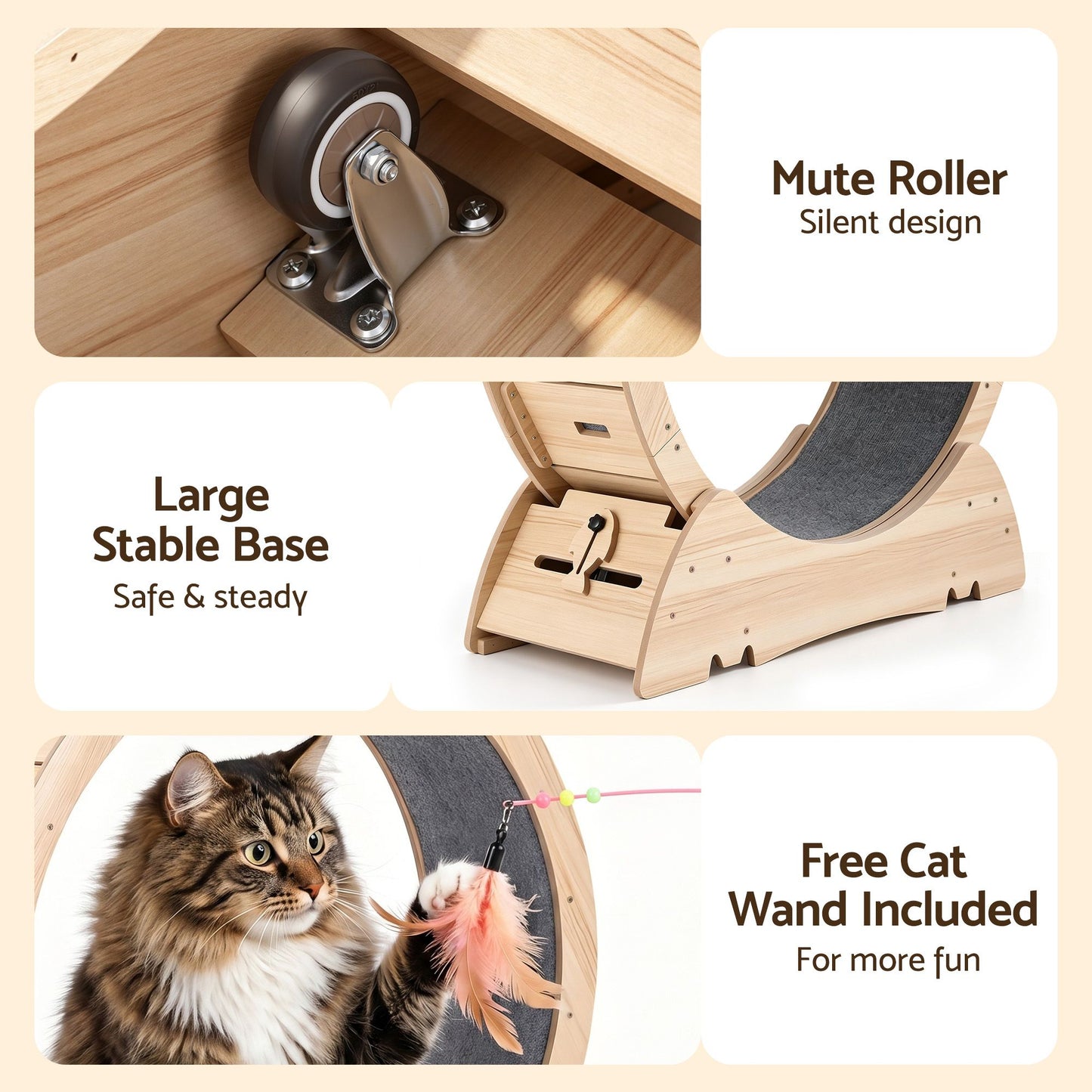 i.Pet Wooden Cat Exercise Wheel 91cm Indoor Cat Treadmill Large - view 8