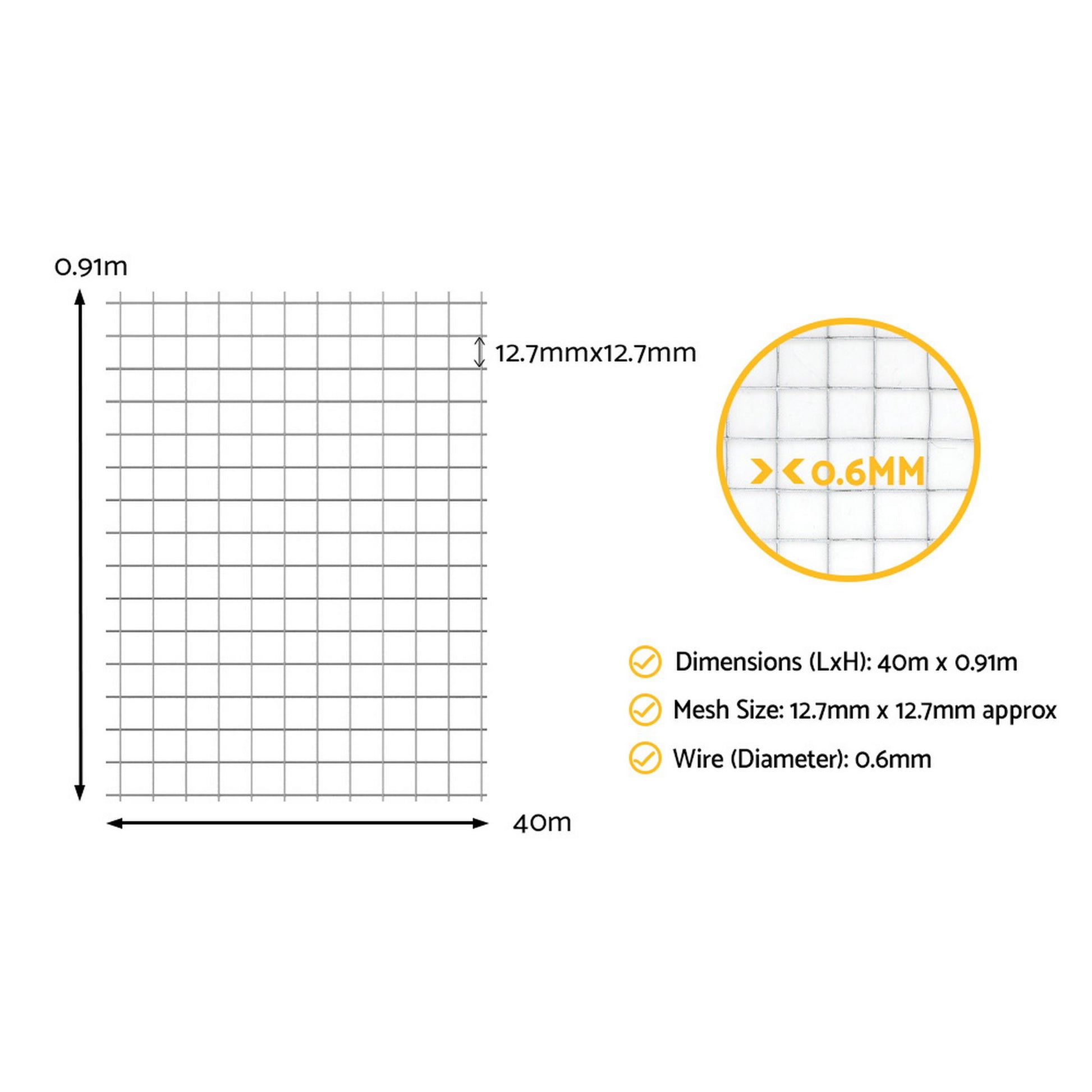 i.Pet Poultry Chicken Fence Pet Netting Wire Mesh Roll Duck Goose Coop 40Mx0.91M - view 2