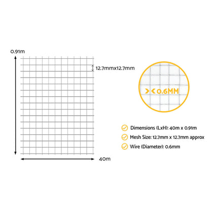 i.Pet Poultry Chicken Fence Pet Netting Wire Mesh Roll Duck Goose Coop 40Mx0.91M - view 2