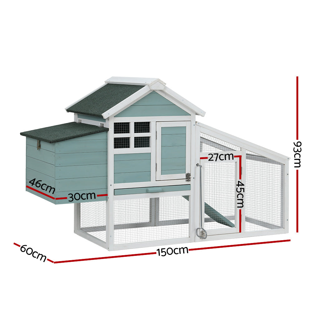 i.Pet Chicken Coop Rabbit Hutch 150cm x 60cm x 93cm Large Chicken Coop House Run Cage Wooden - view 2