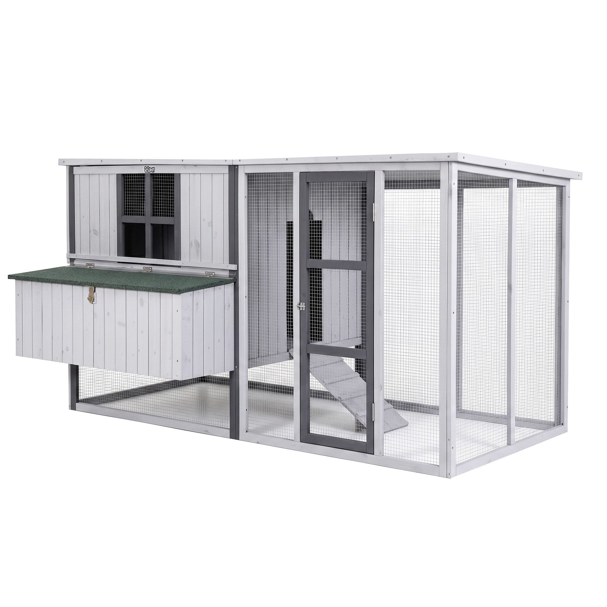 i.Pet Chicken Coop 219cm Rabbit Hutch Poultry Cage Outdoor Enclosure Wood - view 3