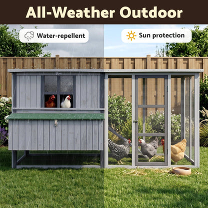 i.Pet Chicken Coop 219cm Rabbit Hutch Poultry Cage Outdoor Enclosure Wood - view 5