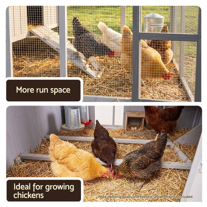 i.Pet Chicken Coop 219cm Rabbit Hutch Poultry Cage Outdoor Enclosure Wood - view 6