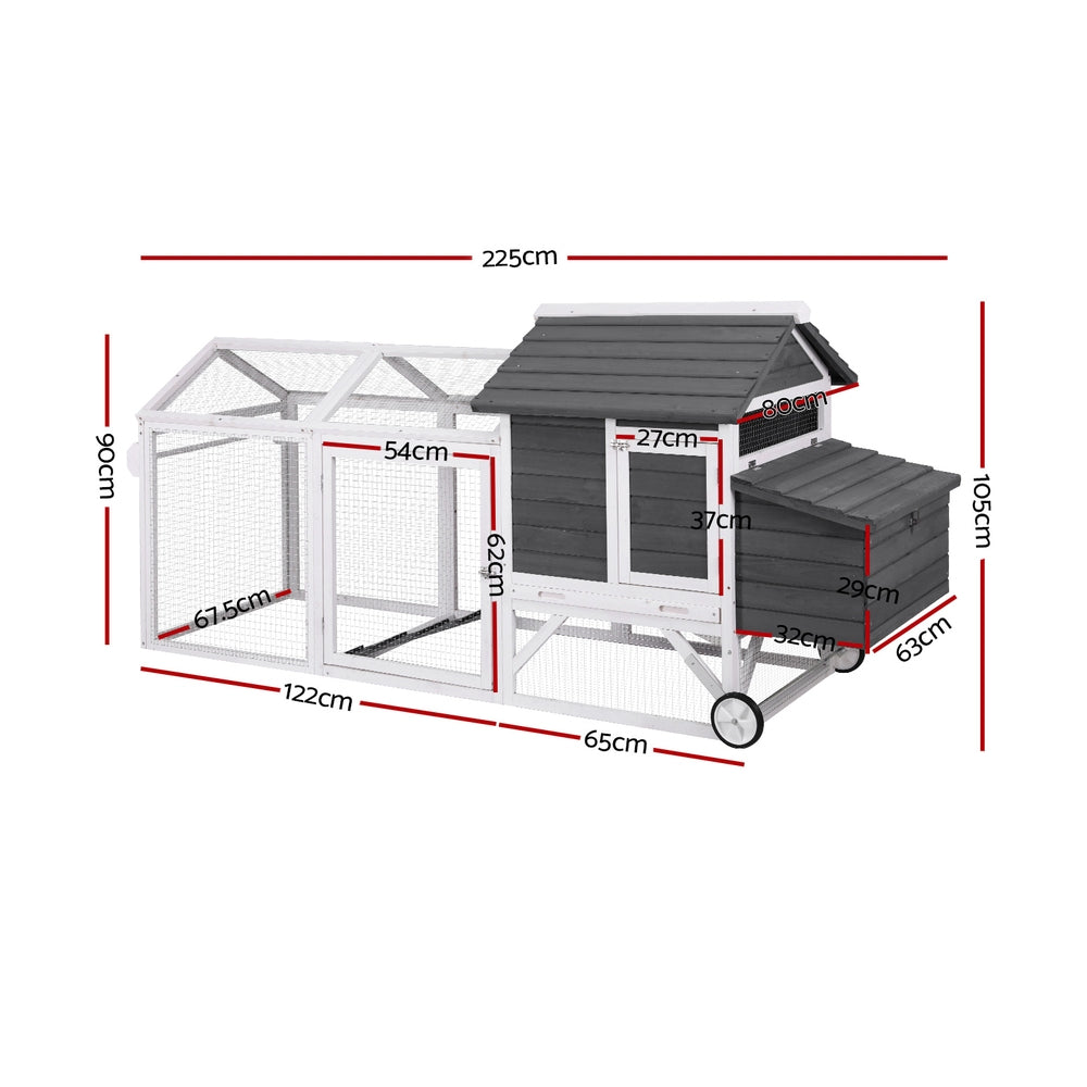 i.Pet Chicken Coop Rabbit Hutch Extra Large Wooden Run Bunny Cage House Outdoor - view 2