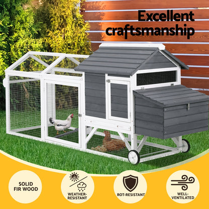 i.Pet Chicken Coop Rabbit Hutch Extra Large Wooden Run Bunny Cage House Outdoor - view 4