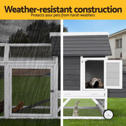 i.Pet Chicken Coop Rabbit Hutch Extra Large Wooden Run Bunny Cage House Outdoor - view 5