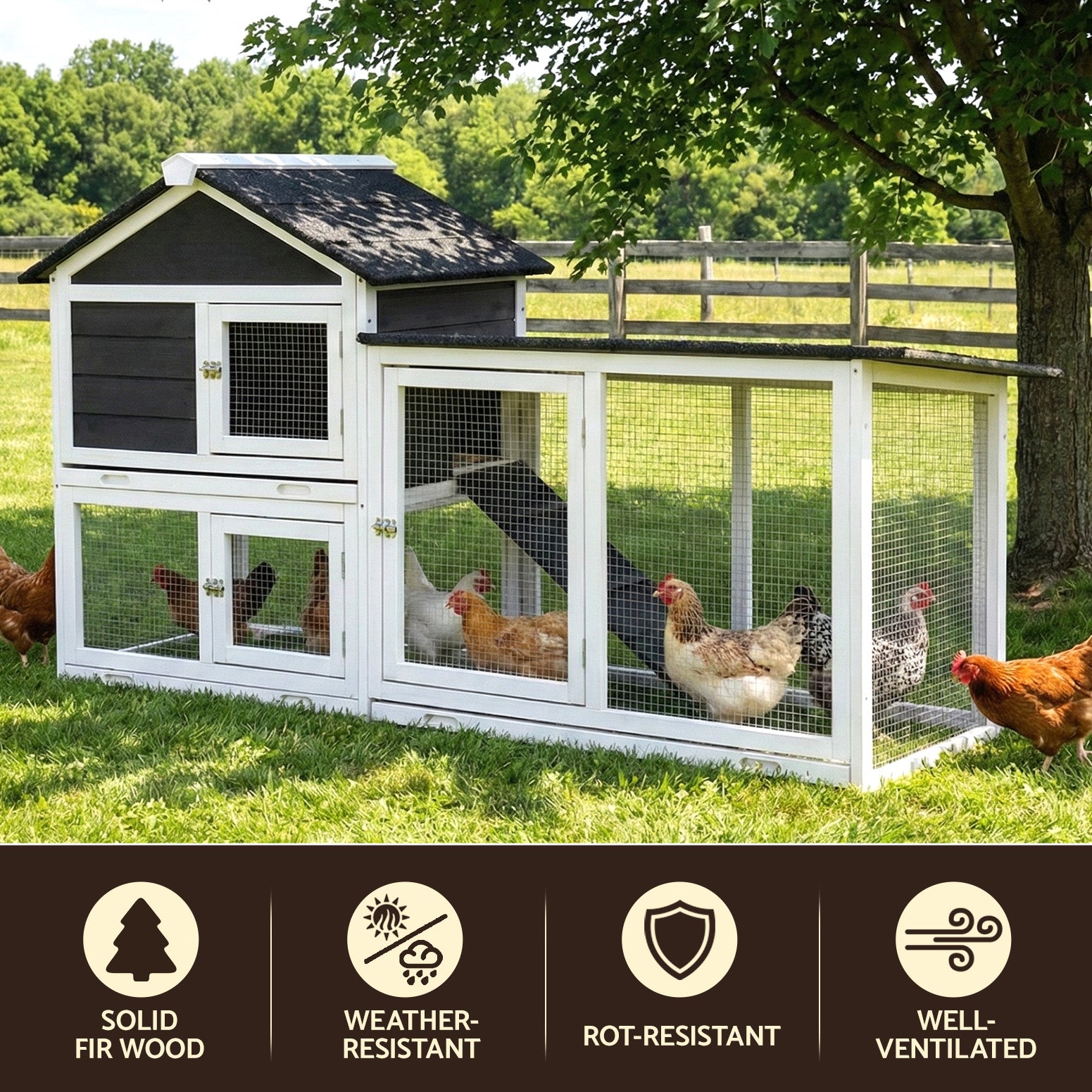 i.Pet Chicken Coop Rabbit Hutch Extra Large Wooden Run Cage House With Run Cage - view 4