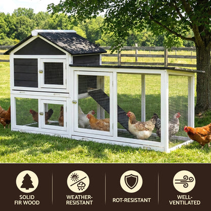 i.Pet Chicken Coop Rabbit Hutch Extra Large Wooden Run Cage House With Run Cage - view 4