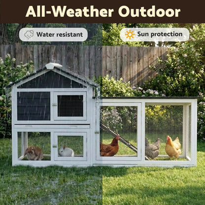 i.Pet Chicken Coop Rabbit Hutch Extra Large Wooden Run Cage House With Run Cage - view 5