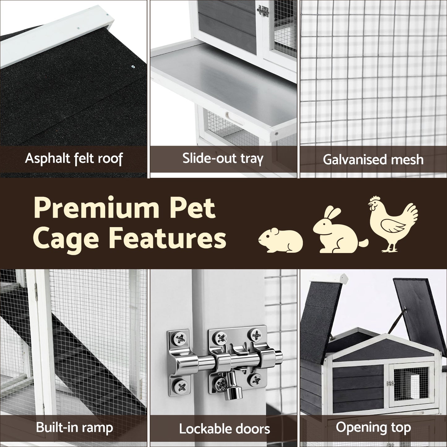 i.Pet Chicken Coop Rabbit Hutch Extra Large Wooden Run Cage House With Run Cage - view 6