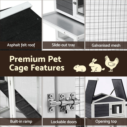 i.Pet Chicken Coop Rabbit Hutch Extra Large Wooden Run Cage House With Run Cage - view 6