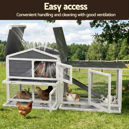 i.Pet Chicken Coop Rabbit Hutch Extra Large Wooden Run Cage House With Run Cage - view 7