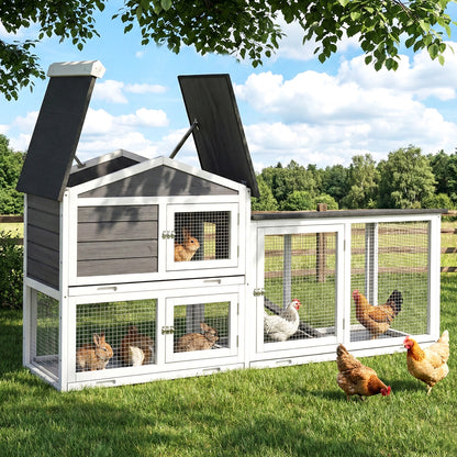 i.Pet Chicken Coop Rabbit Hutch Extra Large Wooden Run Cage House With Run Cage - view 8