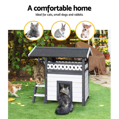 i.Pet Outdoor Cat House Shelter 77cm x 50cm x 73cm Rabbit Hutch Wooden Condo Small Outdoor Cat House - view 4