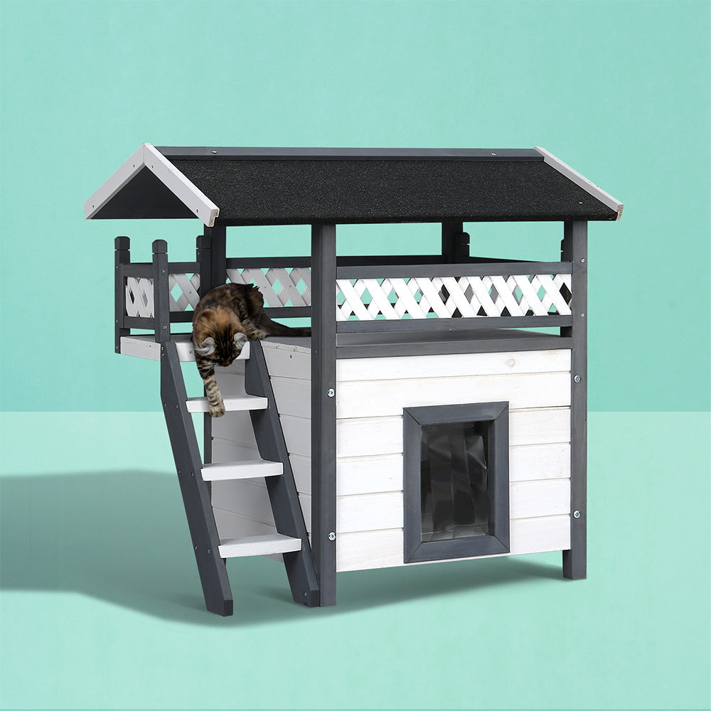 i.Pet Outdoor Cat House Shelter 77cm x 50cm x 73cm Rabbit Hutch Wooden Condo Small Outdoor Cat House - view 7