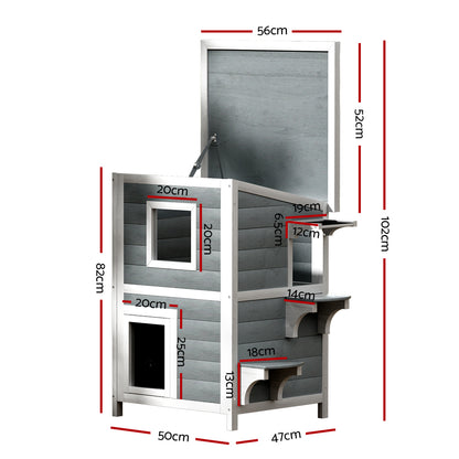 i.Pet Outdoor Cat House Shelter 56cm x 52cm x 82cm Rabbit Hutch Wooden Condo Small Outdoor Cat House - view 2