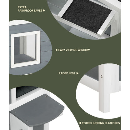 i.Pet Outdoor Cat House Shelter 56cm x 52cm x 82cm Rabbit Hutch Wooden Condo Small Outdoor Cat House - view 6