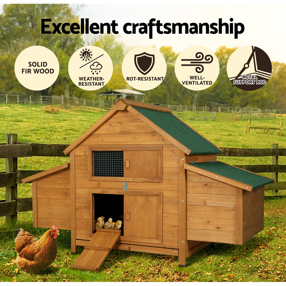 i.Pet Chicken Coop Rabbit Hutch 150cm x 68cm x 96cm Large Chicken Coop House Run Cage Wooden - view 4