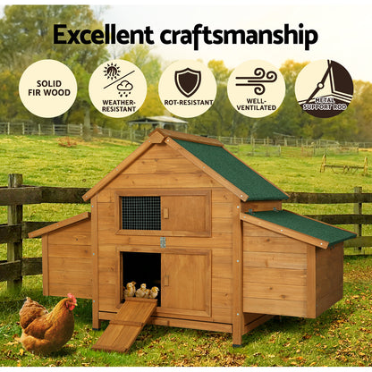 i.Pet Chicken Coop Rabbit Hutch 150cm x 68cm x 96cm Large Chicken Coop House Run Cage Wooden - view 4
