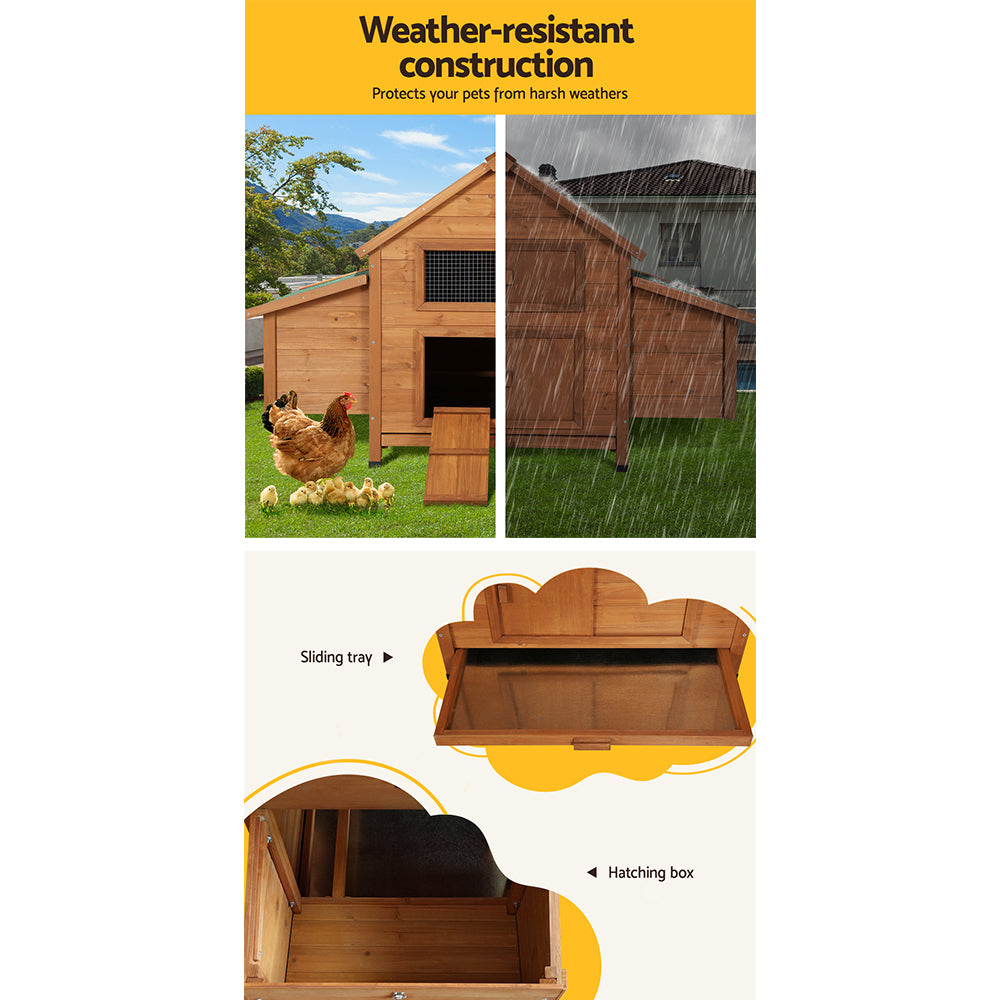 i.Pet Chicken Coop Rabbit Hutch 150cm x 68cm x 96cm Large Chicken Coop House Run Cage Wooden - view 6