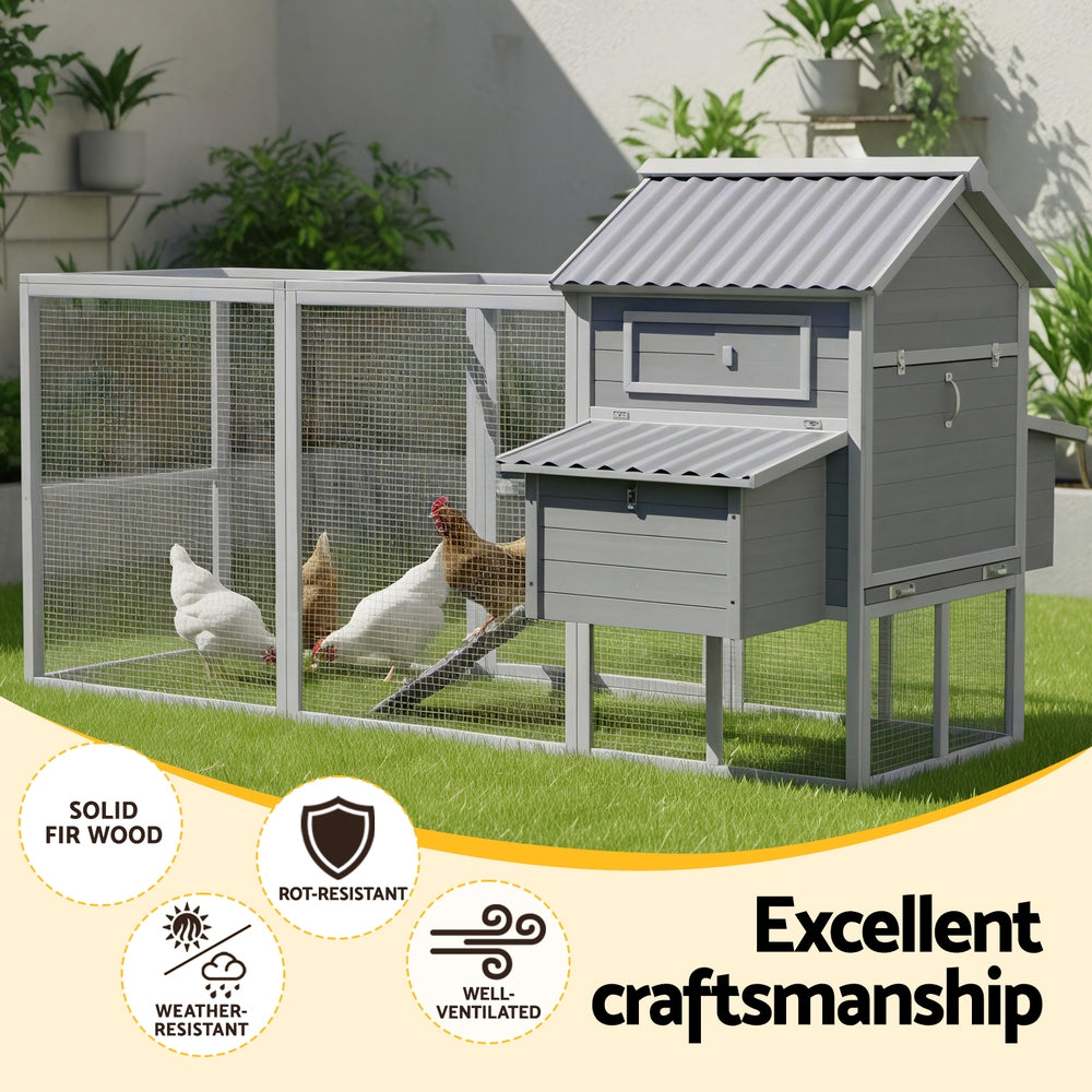 i.Pet Chicken Coop Rabbit Hutch Extra Large Wooden Run Bunny Cage Poultry House Outdoor - view 4