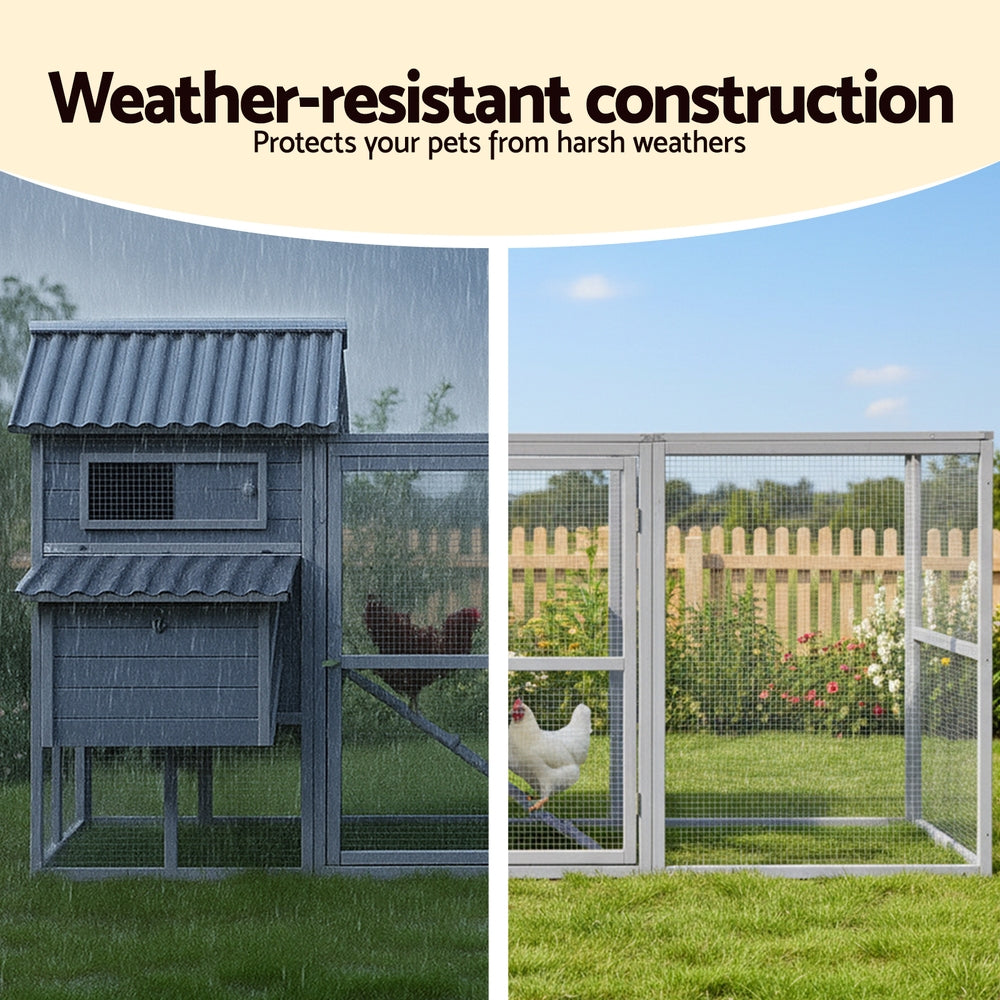 i.Pet Chicken Coop Rabbit Hutch Extra Large Wooden Run Bunny Cage Poultry House Outdoor - view 5