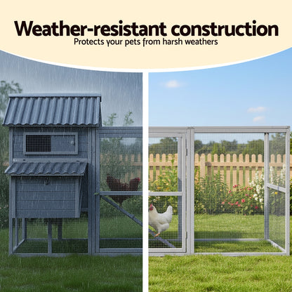 i.Pet Chicken Coop Rabbit Hutch Extra Large Wooden Run Bunny Cage Poultry House Outdoor - view 5