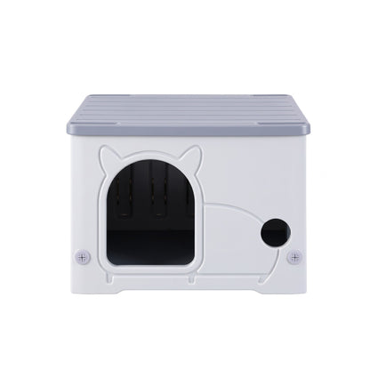 i.Pet Cat House Enclosed Shelter Plastic Nest Stackable Bench Box Outdoor Indoor Grey - view 4