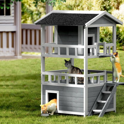 i.Pet Outdoor Cat House Shelter 72cm x 72cm x 127cm Rabbit Hutch Wooden Condo Small Outdoor Cat House - view 7