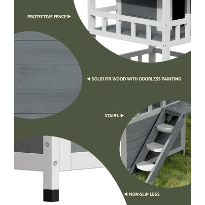 i.Pet Outdoor Cat House Shelter 72cm x 72cm x 127cm Rabbit Hutch Wooden Condo Small Outdoor Cat House - view 6
