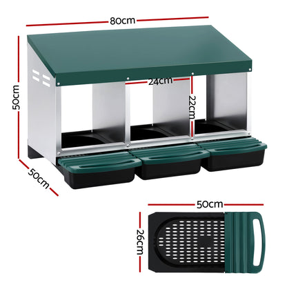 i.Pet Chicken Nesting Box Roll Away 3 Holes Metal Wall Mounted Nest Box Green - view 2