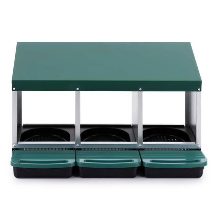 i.Pet Chicken Nesting Box Roll Away 3 Holes Metal Wall Mounted Nest Box Green - view 3