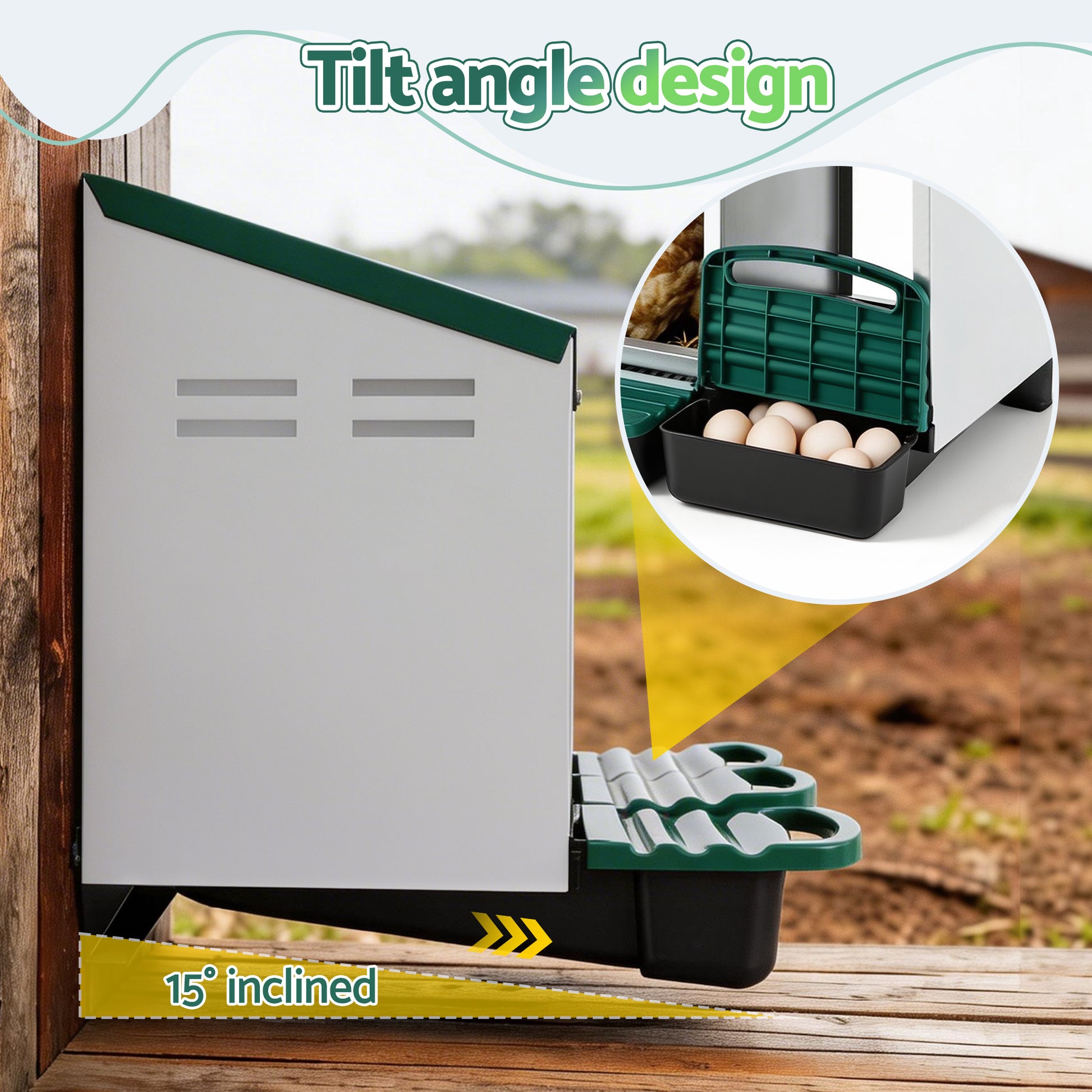 i.Pet Chicken Nesting Box Roll Away 3 Holes Metal Wall Mounted Nest Box Green - view 5