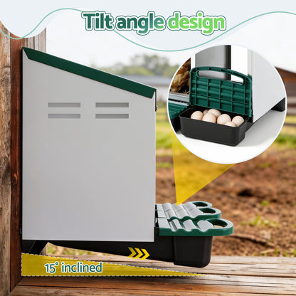 i.Pet Chicken Nesting Box Roll Away 3 Holes Metal Wall Mounted Nest Box Green - view 5