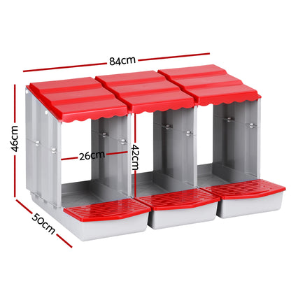 i.Pet Chicken Nesting Box 3 Hole Roll Away Poultry Hen Laying Egg Hutch Red - view 2