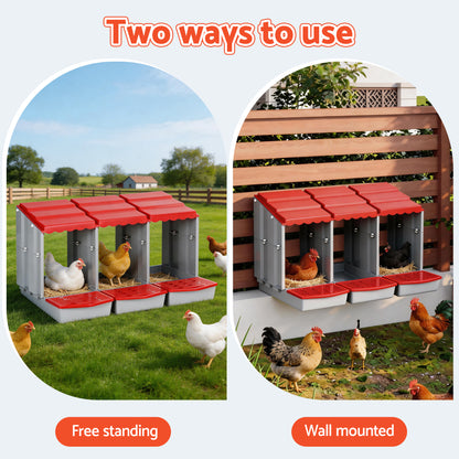 i.Pet Chicken Nesting Box 3 Hole Roll Away Poultry Hen Laying Egg Hutch Red - view 4