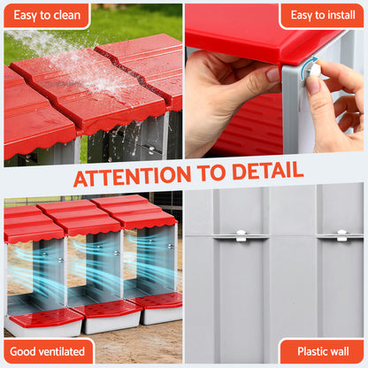 i.Pet Chicken Nesting Box 3 Hole Roll Away Poultry Hen Laying Egg Hutch Red - view 7