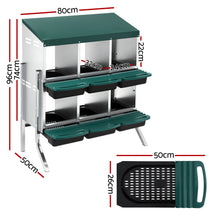 i.Pet Chicken Nesting Box Roll Away Metal Nesting Box Wall Mounted 6 Holes Green - view 2