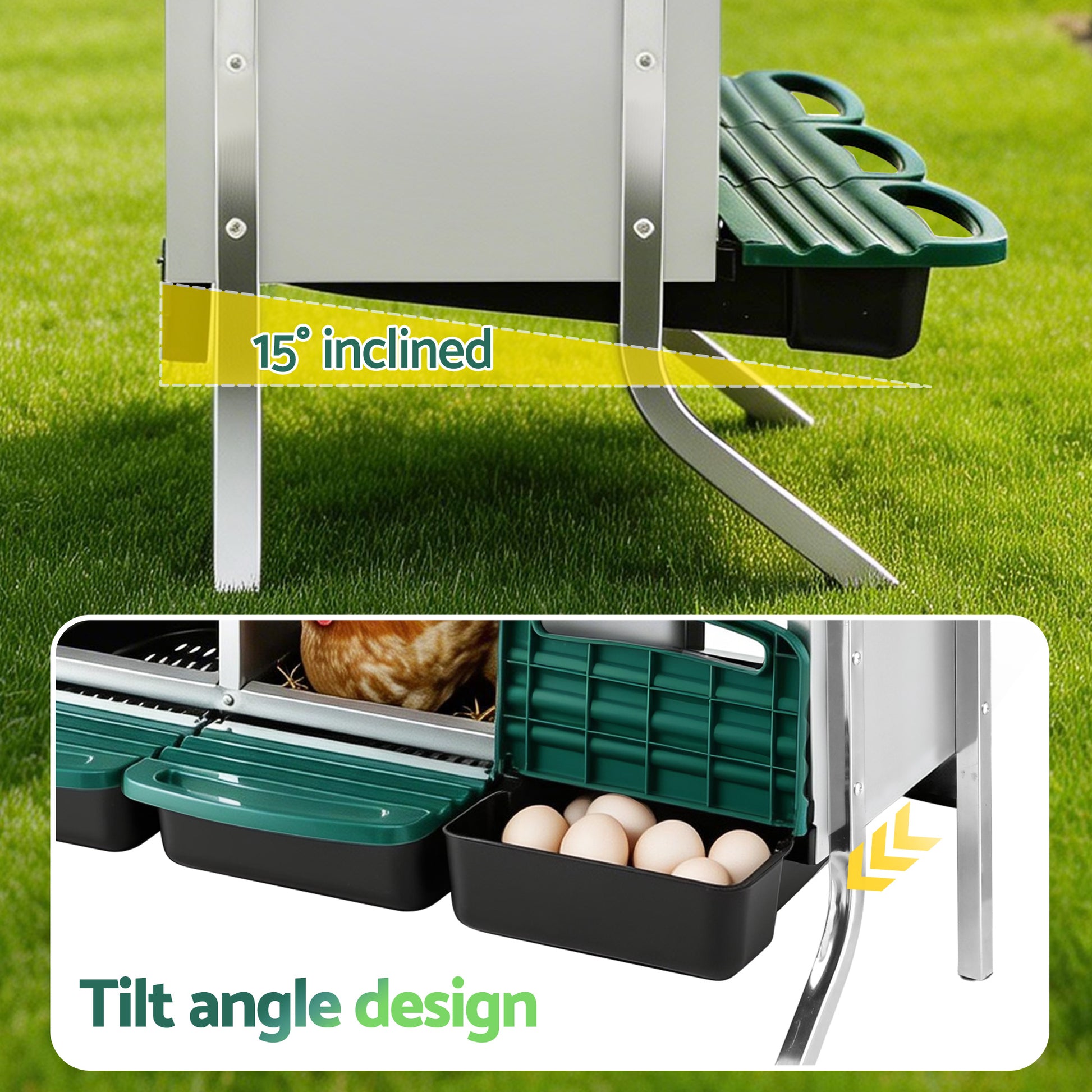 i.Pet Chicken Nesting Box Roll Away Metal Nesting Box Wall Mounted 6 Holes Green - view 5