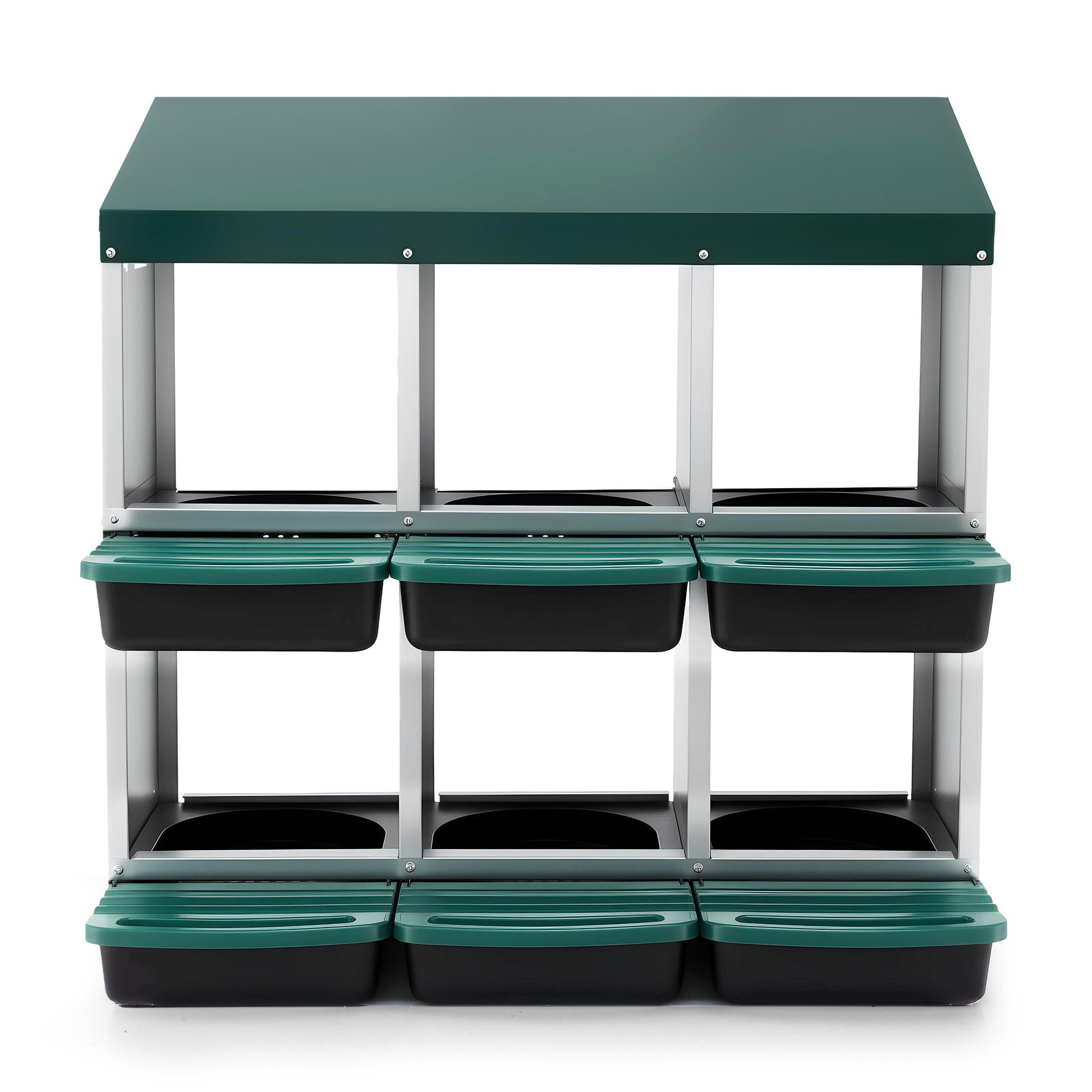 i.Pet Chicken Nesting Box Roll Away Metal Nesting Box Wall Mounted 6 Holes Green - view 3