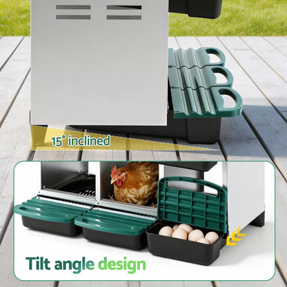 i.Pet Chicken Nesting Box Roll Away Metal Nesting Box Wall Mounted 6 Holes Green - view 5