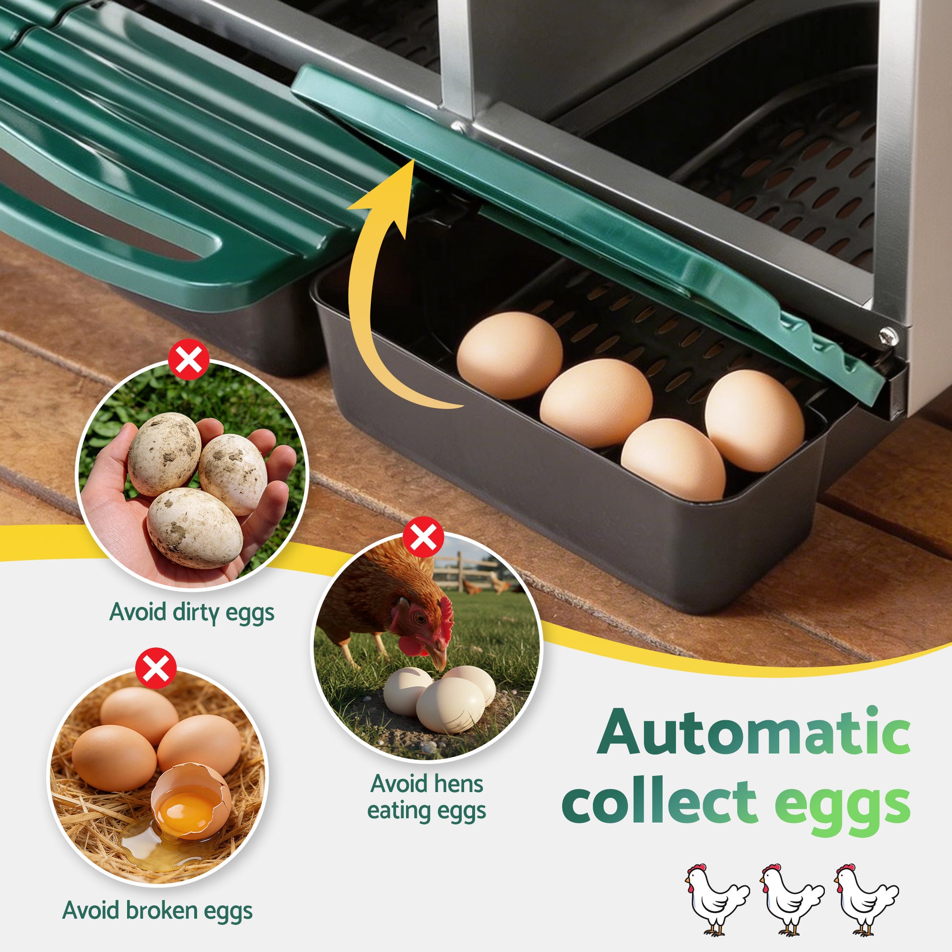 i.Pet Chicken Nesting Box Roll Away Metal Nesting Box Wall Mounted 6 Holes Green - view 6
